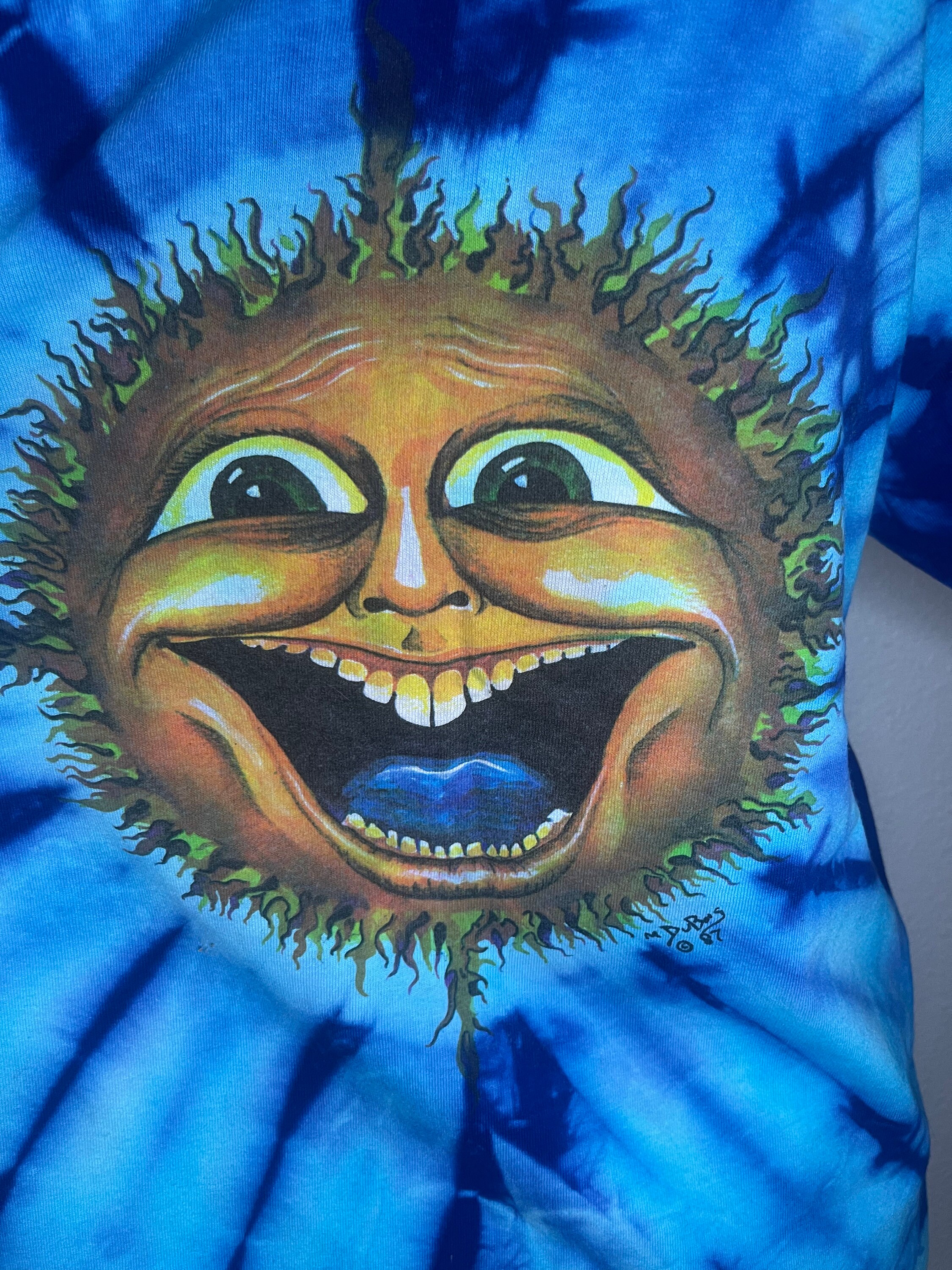 Vintage 1990s Mike Dubois Smiling Sunshine Tie Dye T Shirt