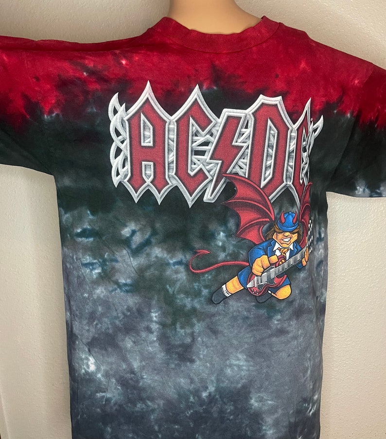 AC/DC, Red/black Tie Dye T Shirt. Vintage Liquid Blue. Size Large. - Etsy
