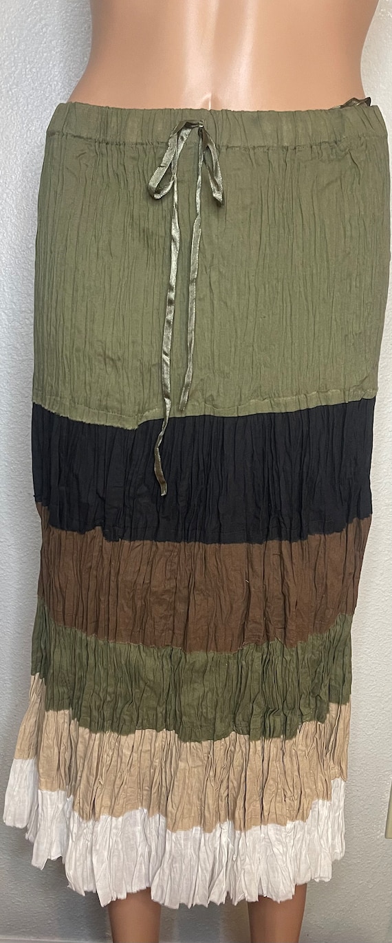 Gypsy Rose, green brown tiered skirt. - image 1