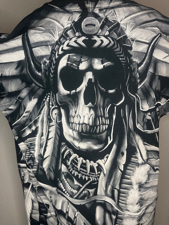 T-shirt Tribal Native American Chief Skull 3D - Homme/Femme - Unisexe - Neuf Avec étiquettes