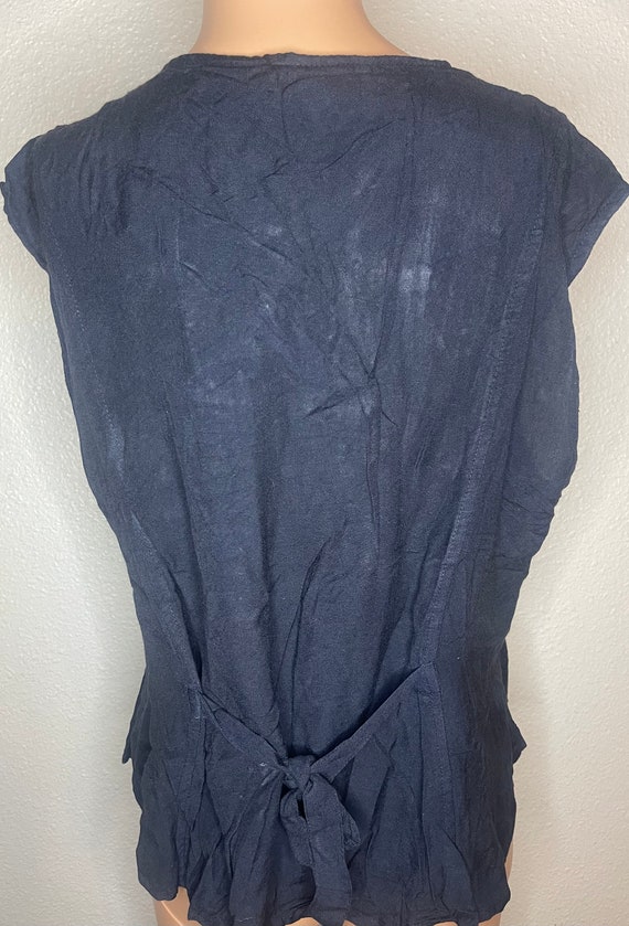 Bhags, dark blue patchwork/embroidered button dow… - image 4