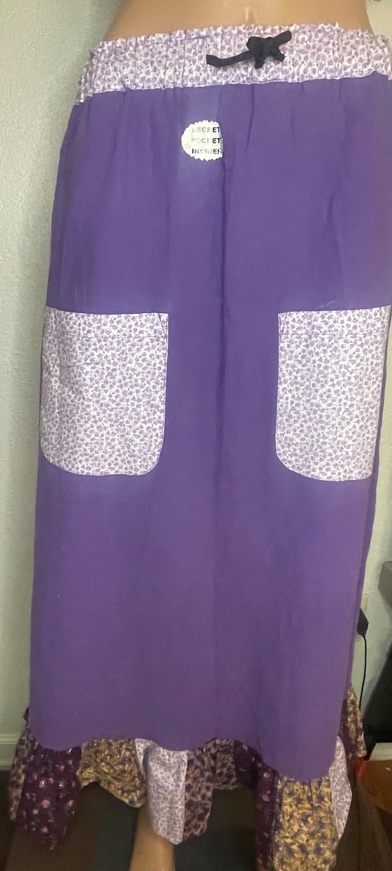Handmade, hippie patchwork skirt with pockets.