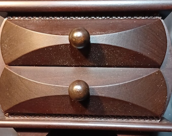 Box with secret opening,jewelry, 2 drawers
