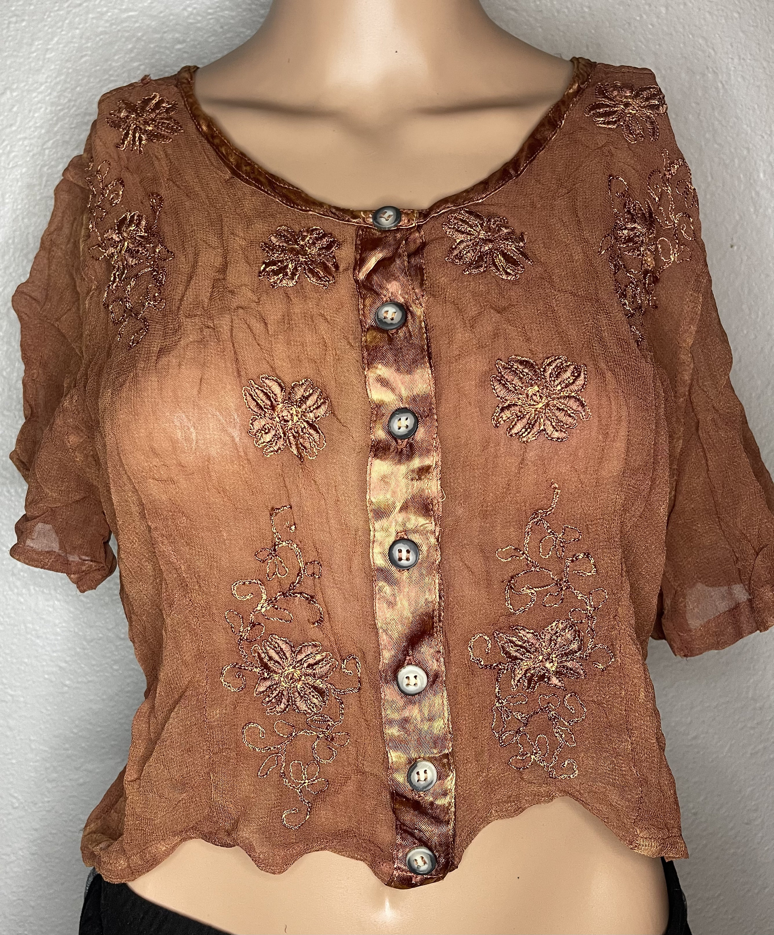 orange sheer top