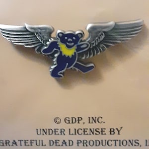 Grateful Dead tańczący niedźwiedź pilot/skalne skrzydła, vintage