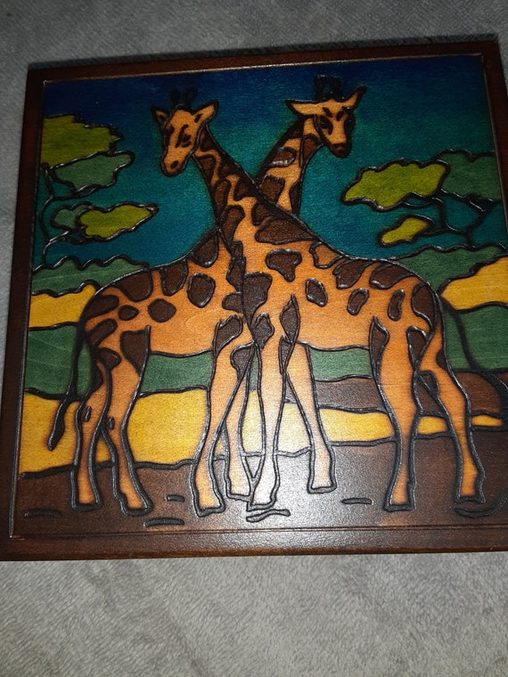 Giraffes/handcrafted wooden box - image 1