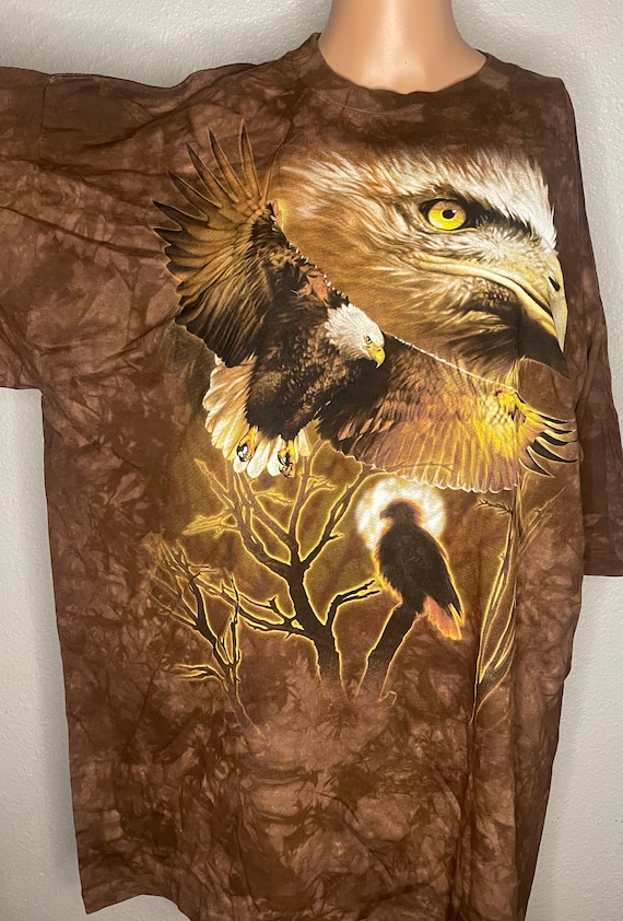 Liquid Blue, brown tie dye Eagle soaring t shirt. 