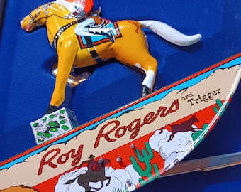 Roy Rogers+Trigger vintage opwindbaar blikken speelgoed. Nieuwe/oude voorraad, verzamelobject