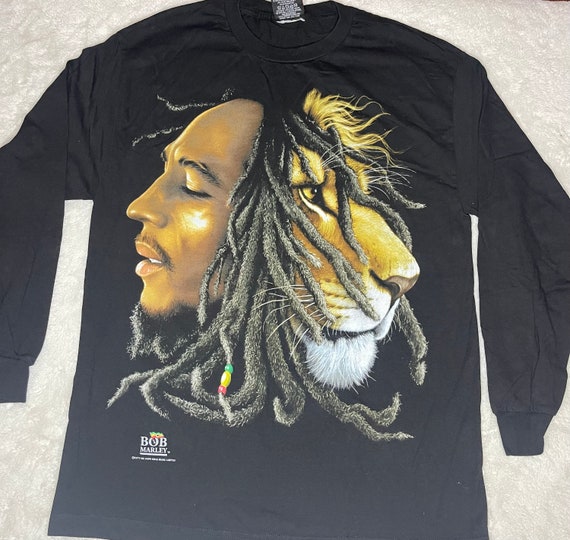 Zion Rootswear Bob Marley & Lion Graphic Long Sleeve T-shirt. Size