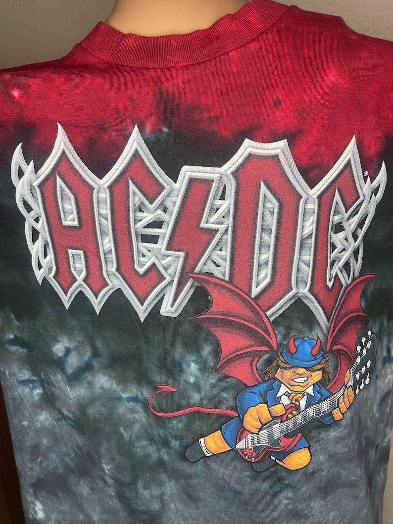 AC/DC, Red/black Tie Dye T Shirt. Vintage Liquid Blue. Size Large. - Etsy