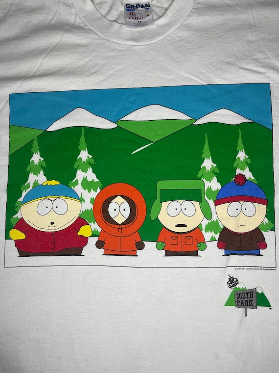1997 South Park White Graphic T-shirt. Size XL Vintage