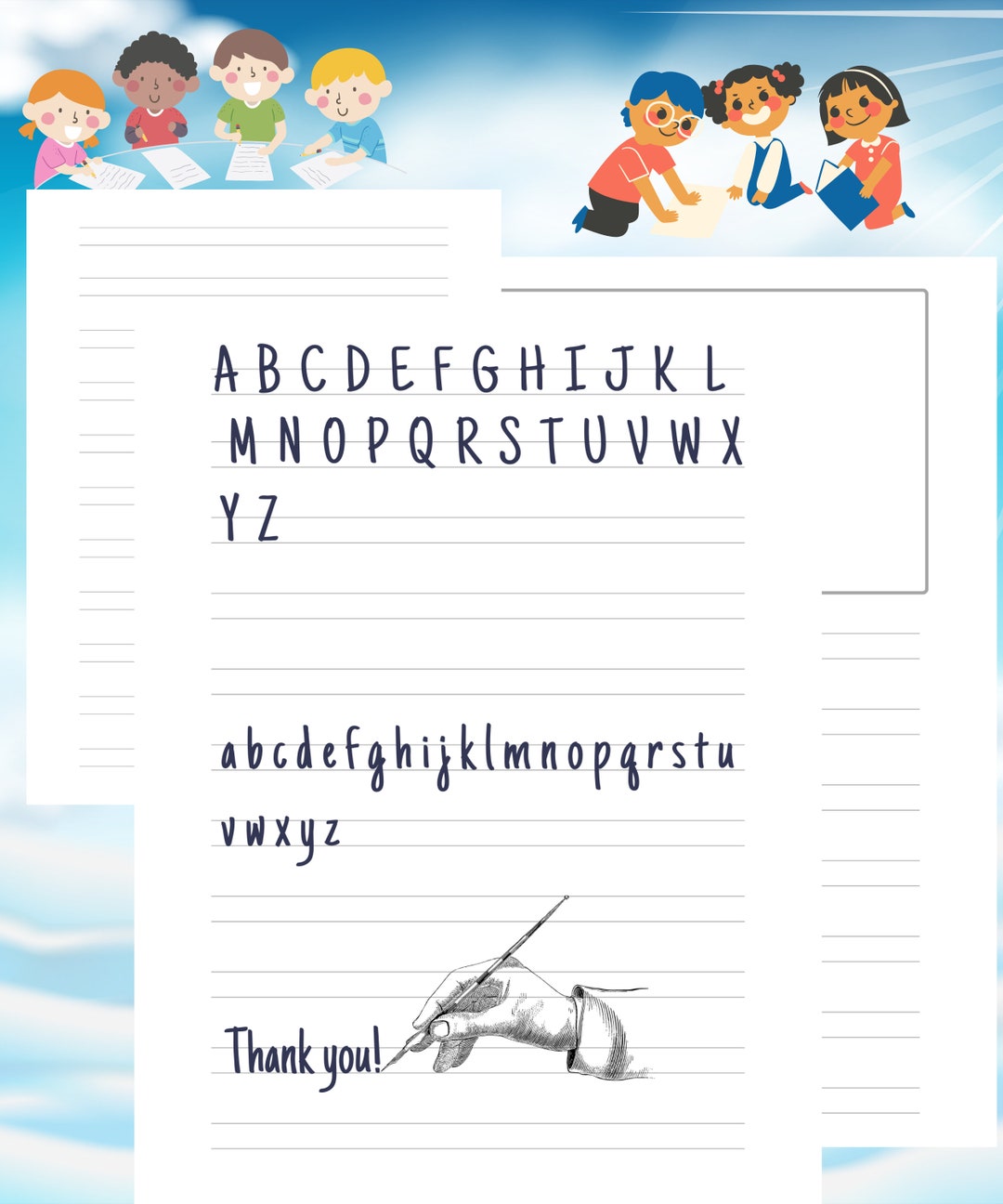 Handwriting Paper Printable Story Writing Paper Line Paper - Etsy