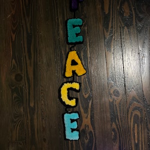 Tufted Wall Hanging. PEACE. Handmade