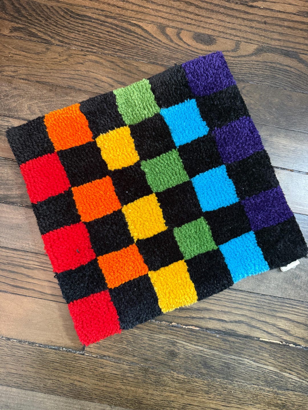 Rainbow Checkers Rug - Etsy