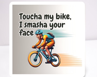 Fun Cycling Stickers 'Toucha My Bike' - Customizable Packs for Cyclists and Planners, Ideal for Gravel & MTB Enthusiasts