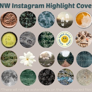 PNW Instagram Highlight Covers / 20 PNG Descargas digitales instantáneas para redes sociales y diseño / PNW estética, naturaleza, senderismo, aire libre