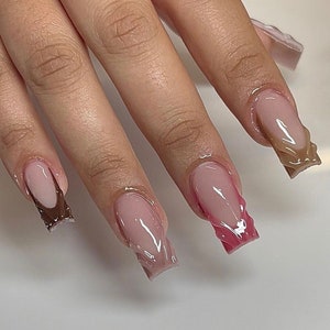 3d french nail/ custom press on nails/ hand made Press on Nails/Faux Acrylic Nails/ Gel Nails/Press on Nails