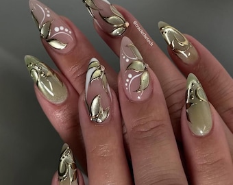 Green Fairy Press On Nails: Custom Faux Acrylic Gel Nails