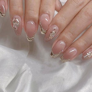 ombre colour crystal nail/ custom press on nails/ hand made Press on Nails/Faux Acrylic Nails/ Gel Nails/Press on Nails