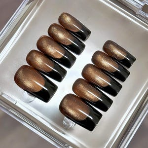 glitter french cat eye nails/ custom press on nails/ hand made Press on Nails/Faux Acrylic Nails/ Gel Nails/Press on Nails
