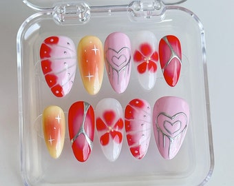 Y2K Rosa Press On Naglar: Handgjorda Freestyle Faux Akryl Gel Naglar