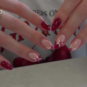Franse nagel bloem/aangepaste pers op nagels/handgemaakt pers op nagels/nepacrylnagels/gelnagels/pers op nagels