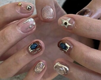 Handgefertigte Y2K Press On Nails: Freestyle Gel, Kunstacryl