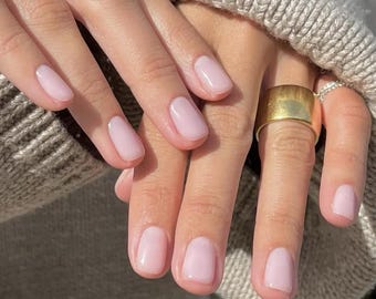 Baby Pink Press On Nails: Handmade Faux Gel Acrylic Nails