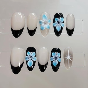 3d flower nails/ custom press on nails/ hand made Press on Nails/Faux Acrylic Nails/ Gel Nails/Press on Nails