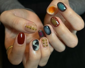 Hand Painted Custom Press On Nails: Colorful Graffiti Nails