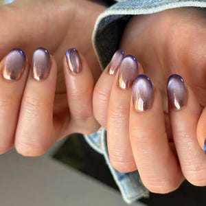 ombre glitter chrome nails/ custom press on nails/ hand made Press on Nails/Faux Acrylic Nails/ Gel Nails/Press on Nails