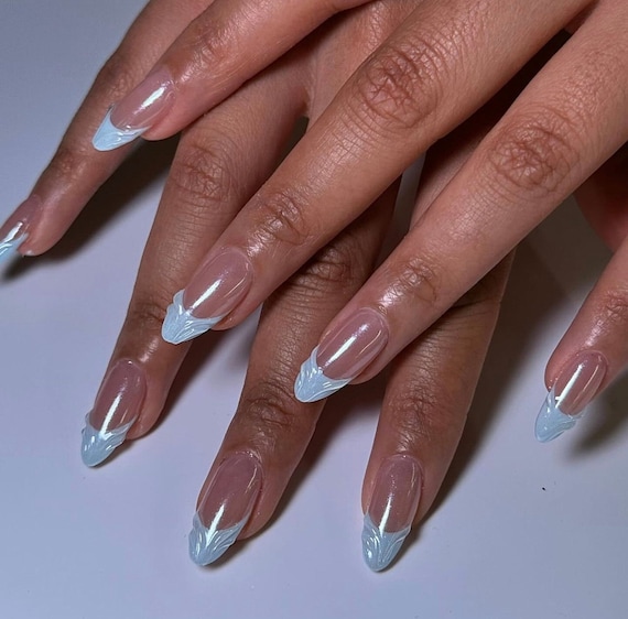 Crystal Ice Blue French Tips