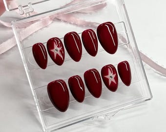 Y2K Star Press On Nails: Handmade Faux Acrylic Gel Nails