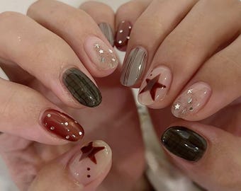free style star Press On Nails: Handmade Nails