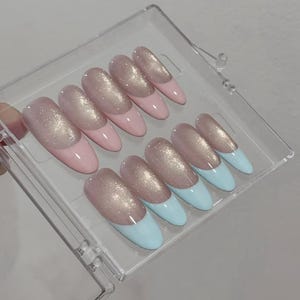 french cat eye nails/ custom press on nails/ hand made Press on Nails/Faux Acrylic Nails/ Gel Nails/Press on Nails