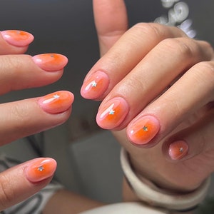 ombre aurora star nail/ custom press on nails/ hand made Press on Nails/Faux Acrylic Nails/ Gel Nails/Press on Nails