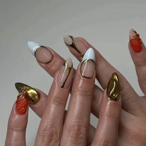 hand painted freestyle 3d nails/ custom press on nails/ hand made Press on Nails/Faux Acrylic Nails/ Gel Nails/Press on Nails