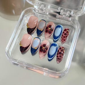 Tortoise Shell Press On Nails: Handmade Faux Acrylic Gel Nails