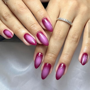 pink aurora nail/ custom press on nails/ hand made Press on Nails/Faux Acrylic Nails/ Gel Nails/Press on Nails