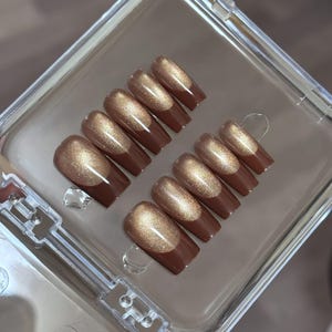 glitter french cat eye nails/ custom press on nails/ hand made Press on Nails/Faux Acrylic Nails/ Gel Nails/Press on Nails