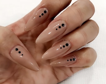 Polka Dot Press On Nails: Hand Painted Y2K Faux Acrylic