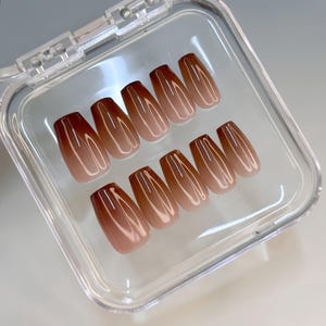ombre brown nails/ custom press on nails/ hand made Press on Nails/Faux Acrylic Nails/ Gel Nails/Press on Nails