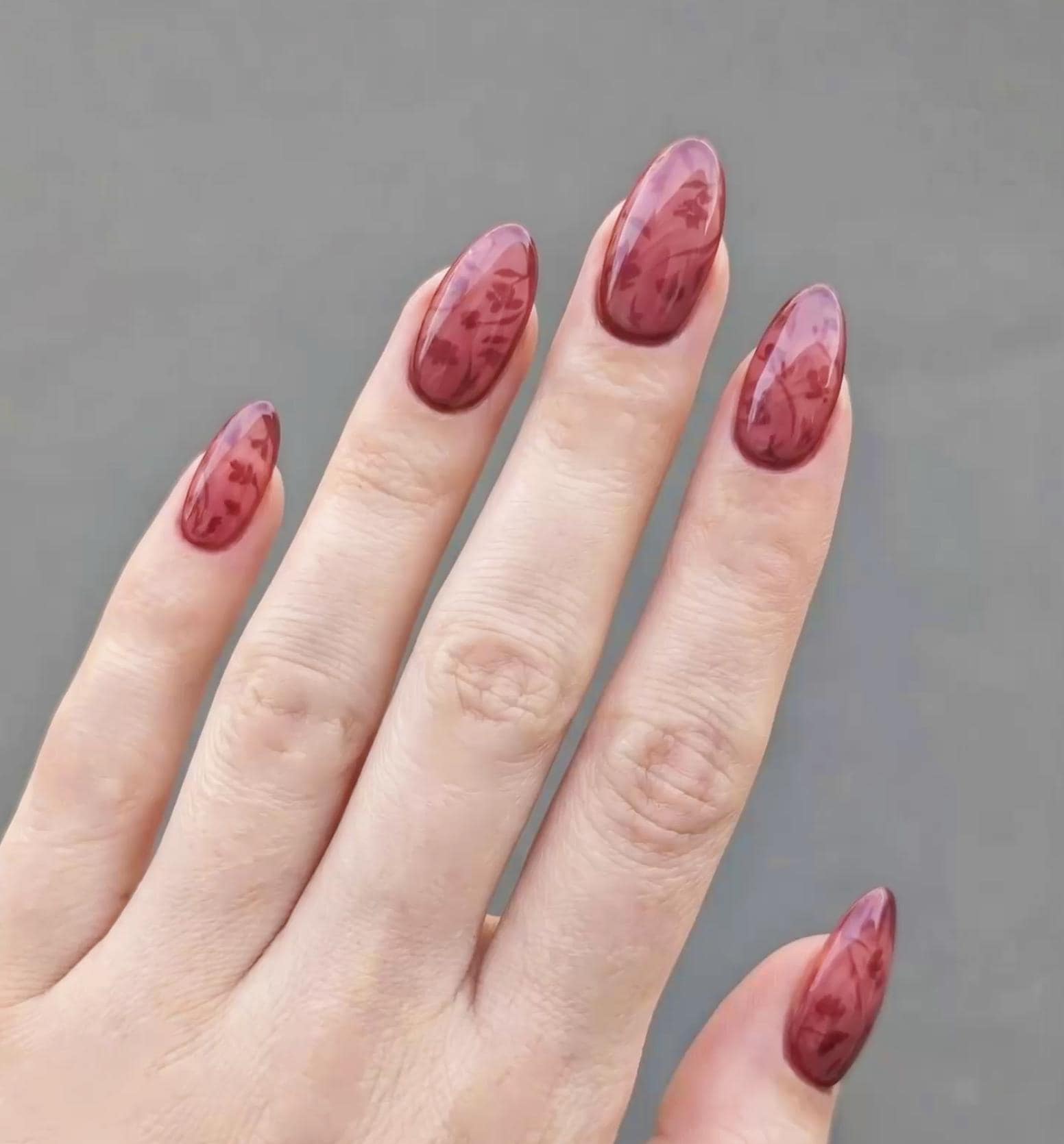 Hand Painted Floral Press On Nails, Custom Made Nail Art