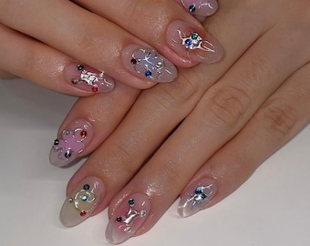 Ombre Chrome Press On Nails: Handmade Faux Acrylic Gel Nails