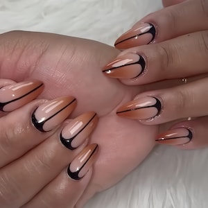 ombre brown nails/ custom press on nails/ hand made Press on Nails/Faux Acrylic Nails/ Gel Nails/Press on Nails