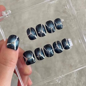ombre black silver nails/ custom press on nails/ hand made Press on Nails/Faux Acrylic Nails/ Gel Nails/Press on Nails