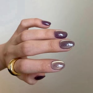purple cat eye nails/ custom press on nails/ hand made Press on Nails/Faux Acrylic Nails/ Gel Nails/Press on Nails