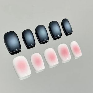 Ongles pressés Black Aurora : faux ongles en gel acrylique faits main