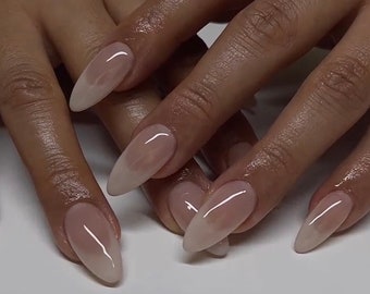 creamy french nail/ custom press on nails/ hand made Press on Nails/Faux Acrylic Nails/ Gel Nails/Press on Nails