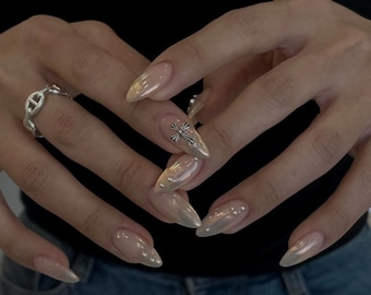 Ombre Chrome Press On Nails: Handmade Faux Acrylic Gel Nails